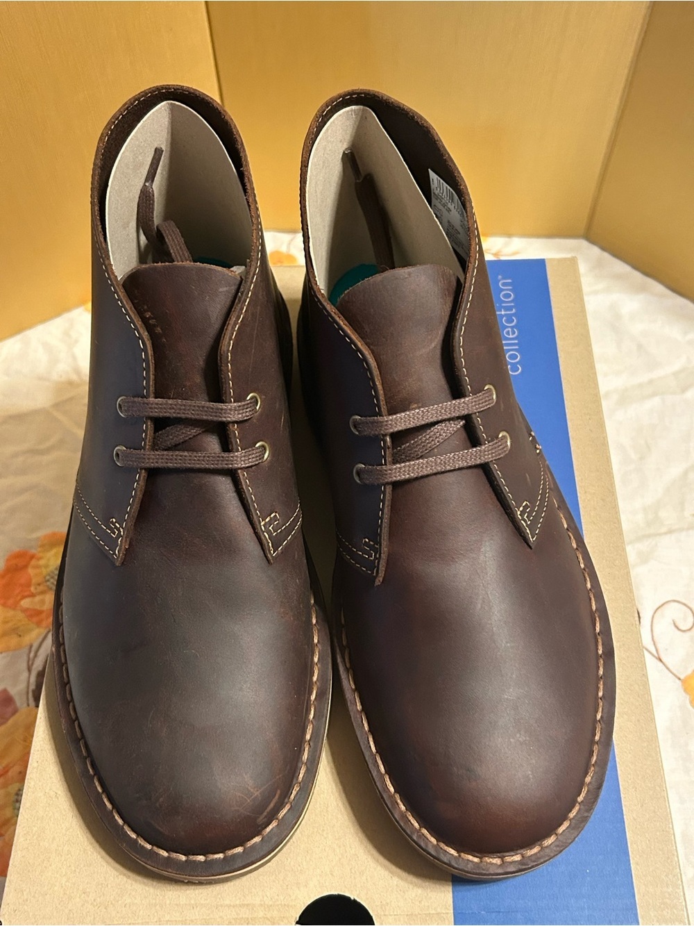Clarks Shepton Beeswax Leather Chukka Boots Mens Size 7.5M Brown New In Box